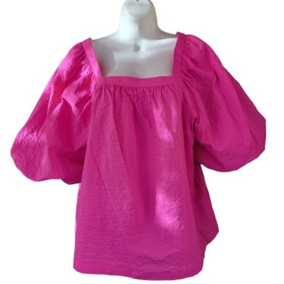 A New Day™ Tops - A New Day Puff Short Sleeve Top Magenta Size XXL NWT